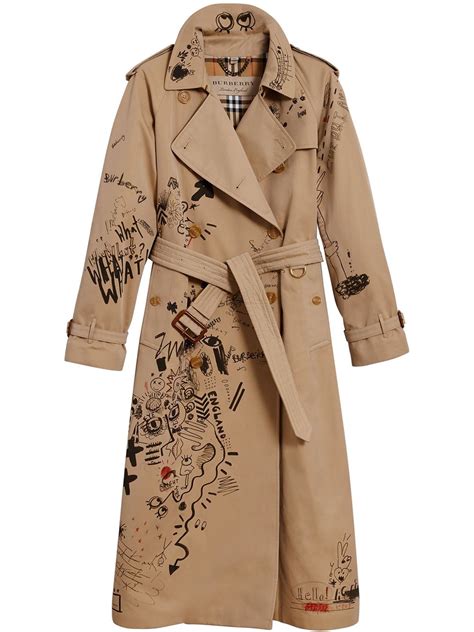 burberry sketch print trenchcoat